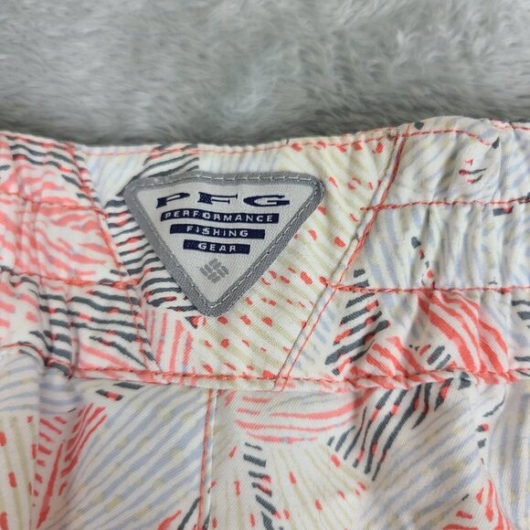 Columbia PFG Tropical Print Shorts Women's Size Small Orange and White - Picture 10 of 10
